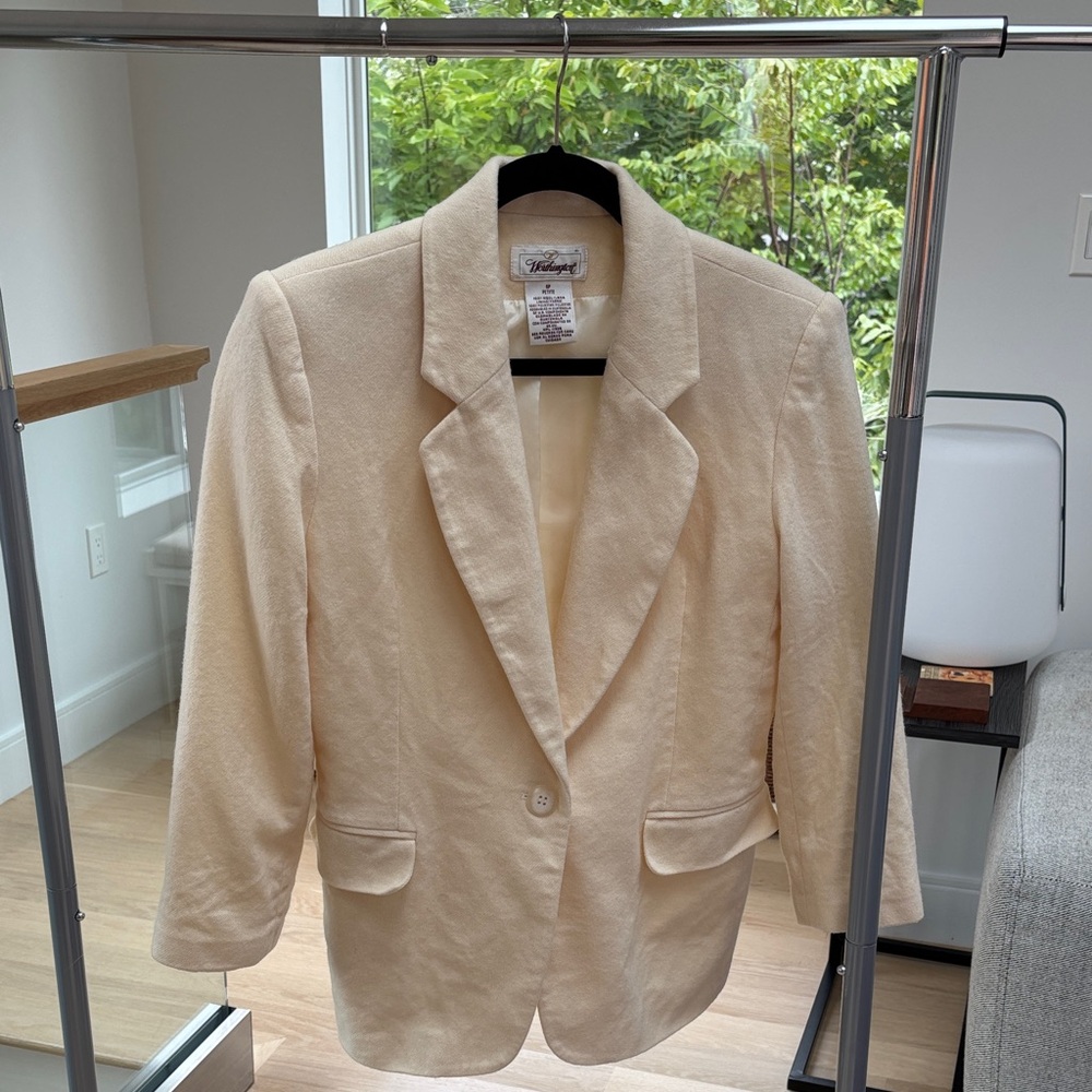 Vintage Beige Women's Blazer 100% Wool